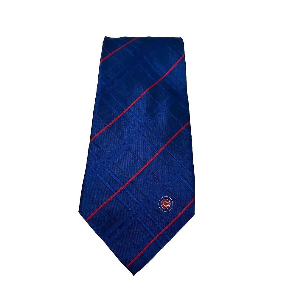 Chicago Cubs MLB Oxford Tie Mens Blue‎ Red Striped Silk Baseball Formal Gift Fan